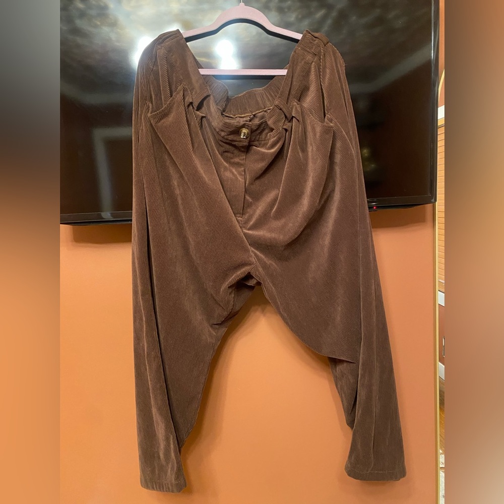 Size 4x 24/26 corduroy brown high rise pants from Halara